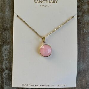 Dainty Rose Quartz Gold Pendant Necklace Minimalist Boho Clean Girl Jewelry